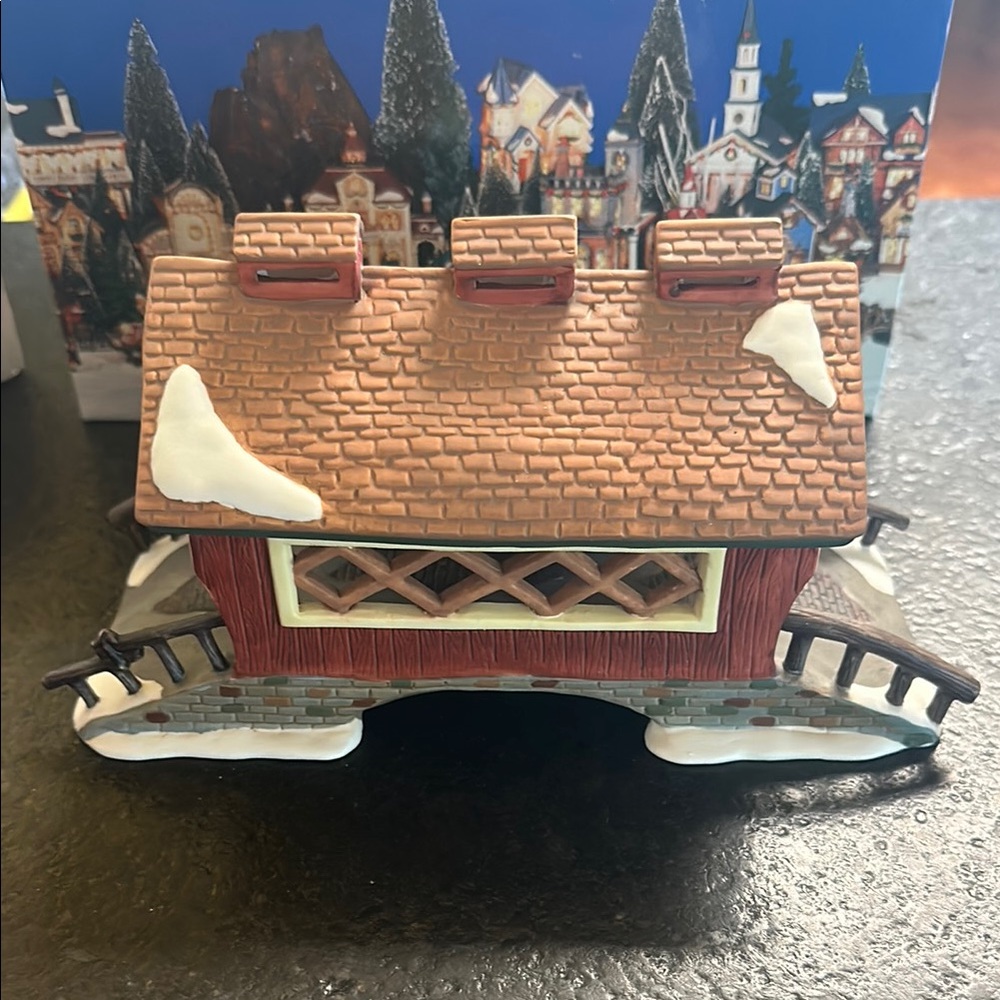 Charming Ceramic Covered Bridge Decor